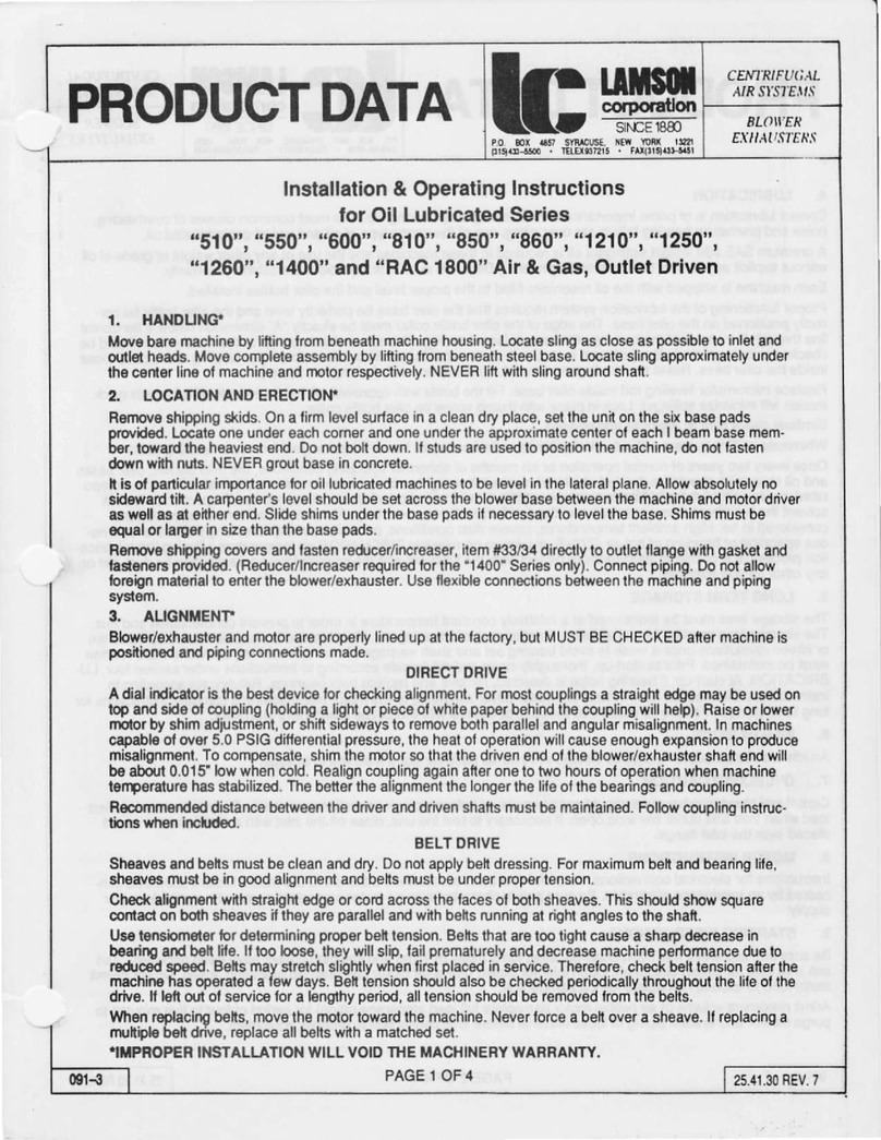 Lamson 510 Series lnstallation & Operating Instructions