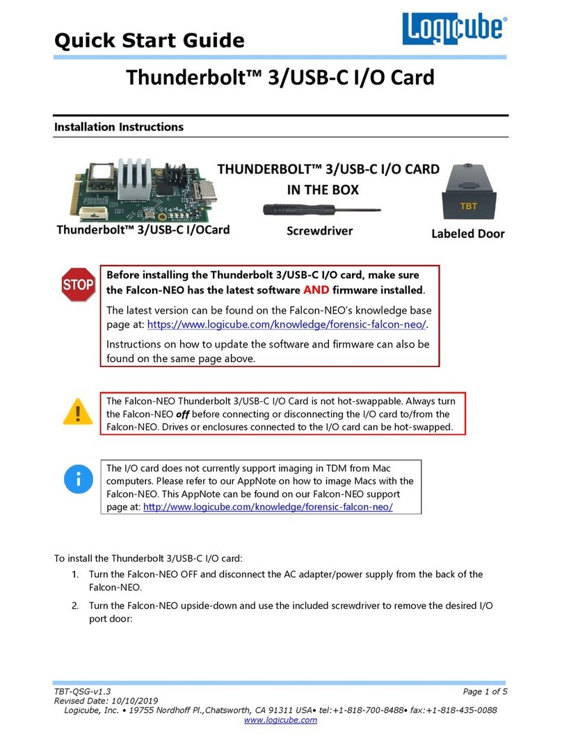 Logicube Thunderbolt 3/USB-C I/ O CARD quick start guide