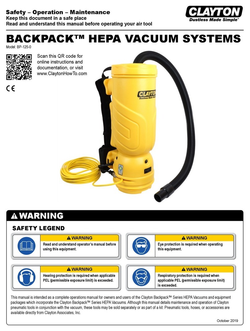 Clayton BACKPACK HEPA Safety, Operation & Maintenance