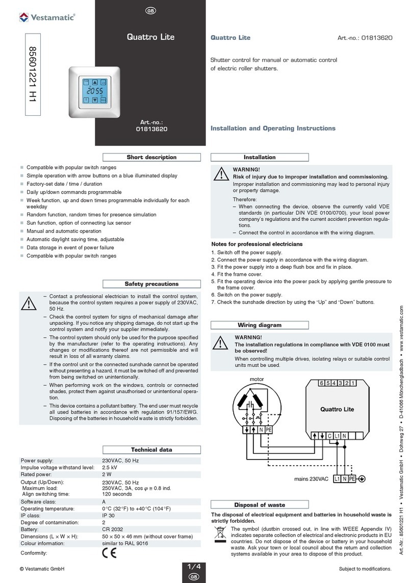Vestamatic Quattro Lite Installation and operating instructions