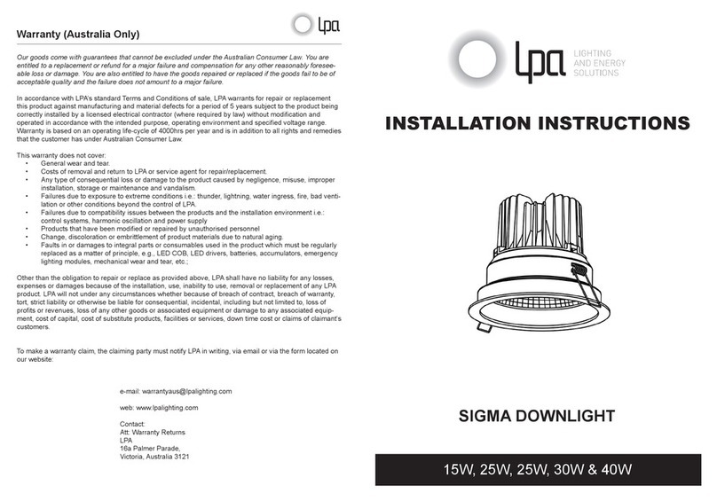 LPA SIGMA DOWNLIGHT 15W installation instructions