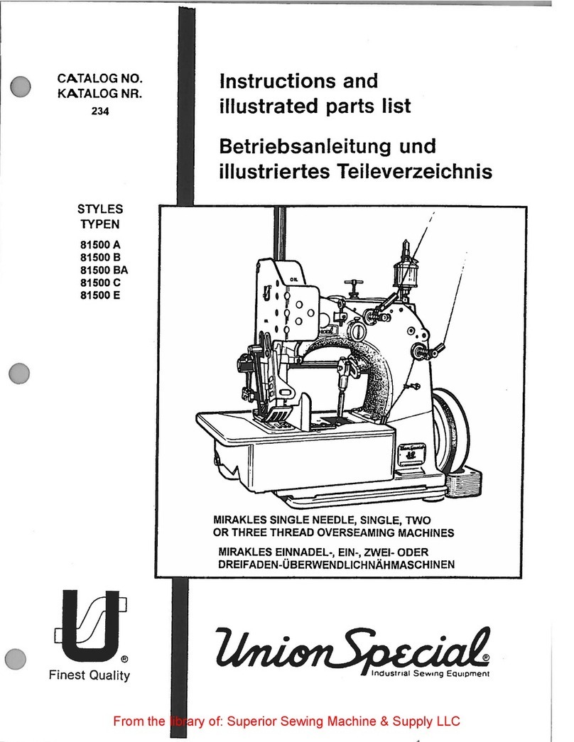 UnionSpecial 81500B Instructions and illustrated parts list UnionSpecial 81500B Instructions and illustrated parts list