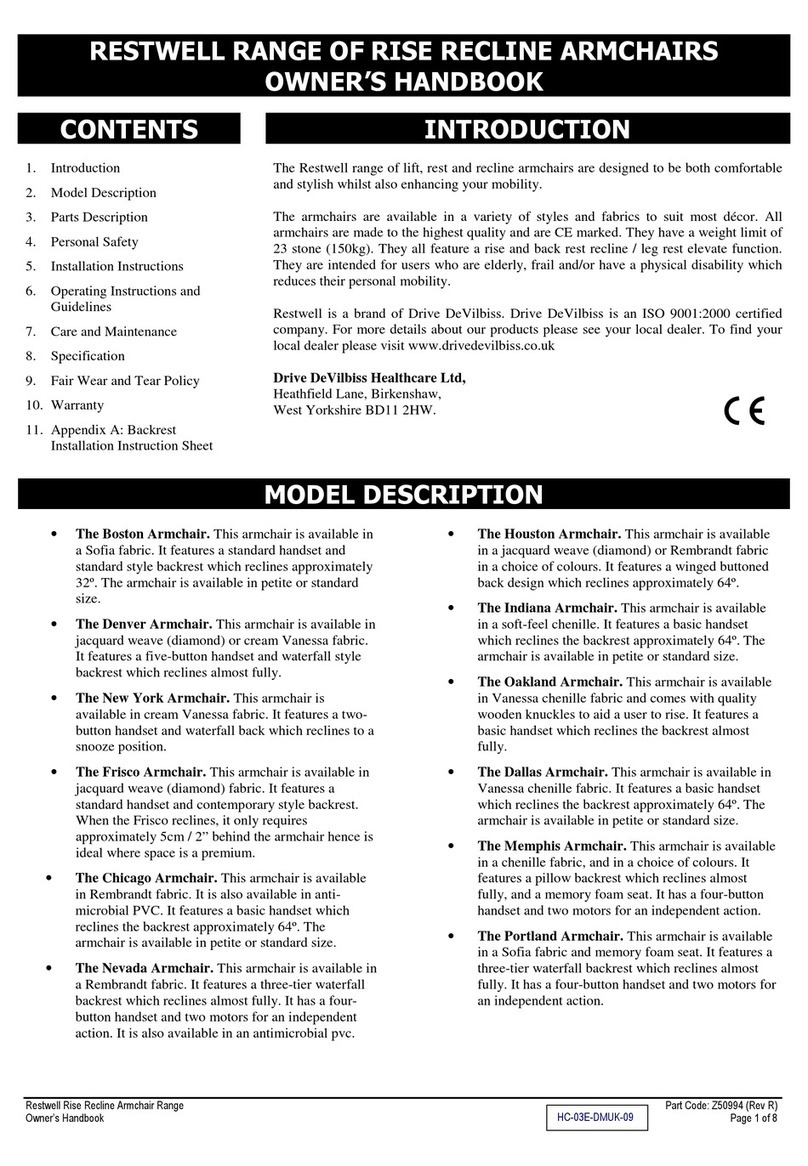 Drive DeVilbiss Restwell Boston (Standard) Owner's handbook