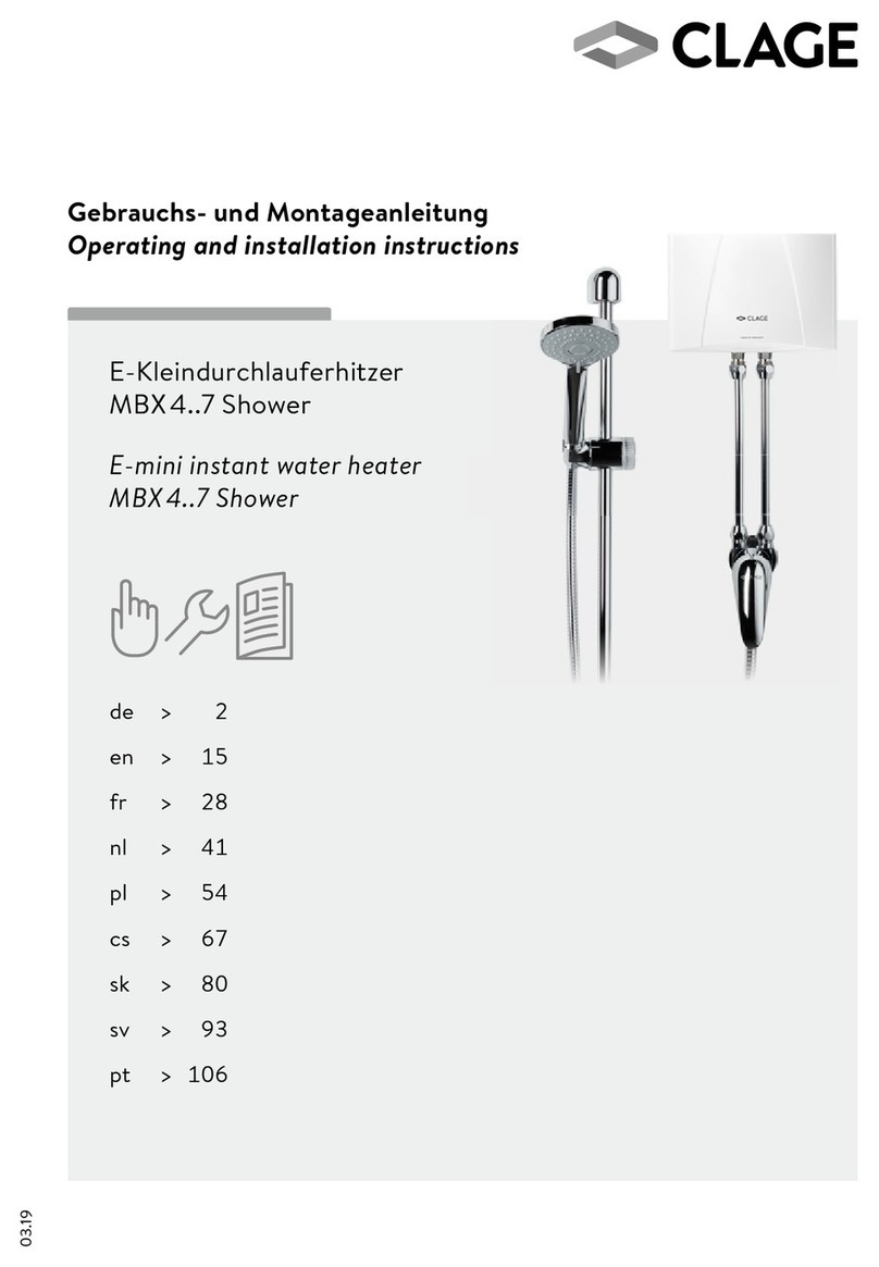 clage MBX4 Shower User manual
