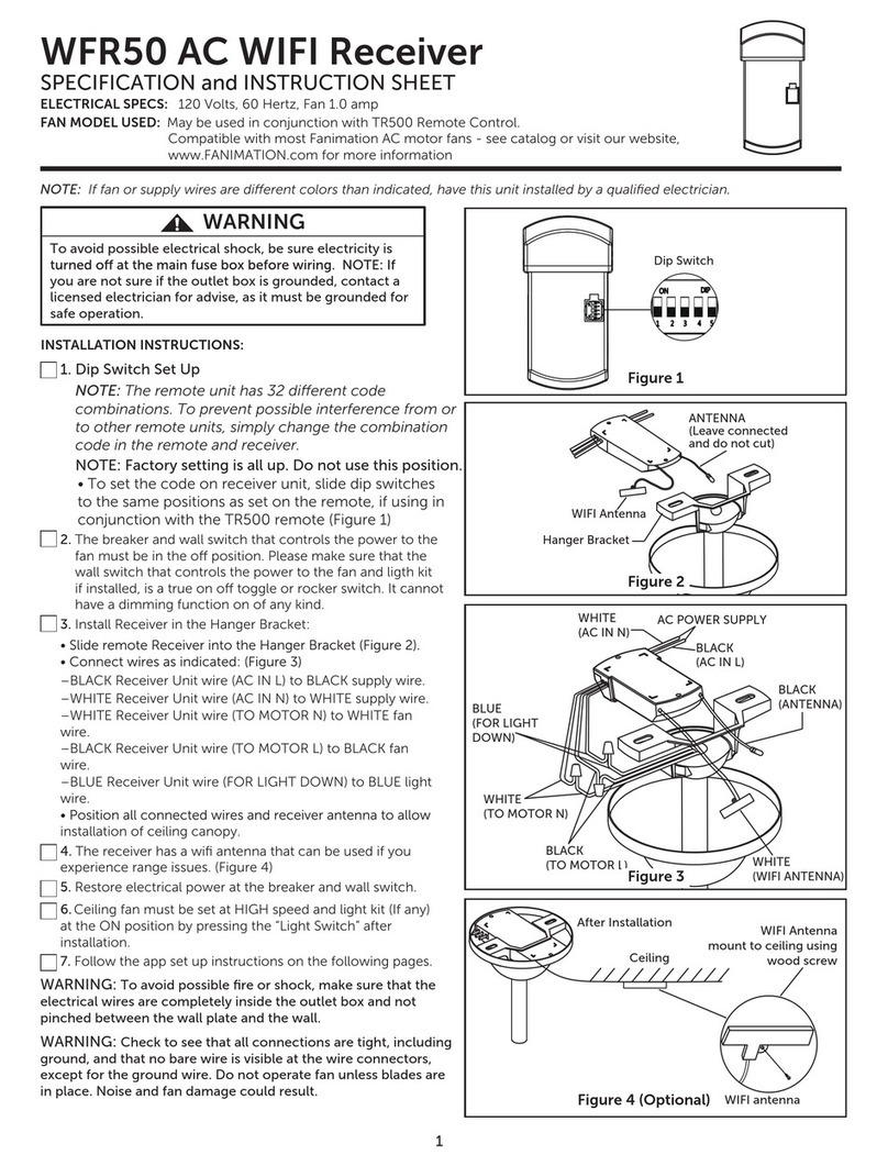 Fanimation WFR50 SPECIFICATION AND INSTRUCTION SHEET