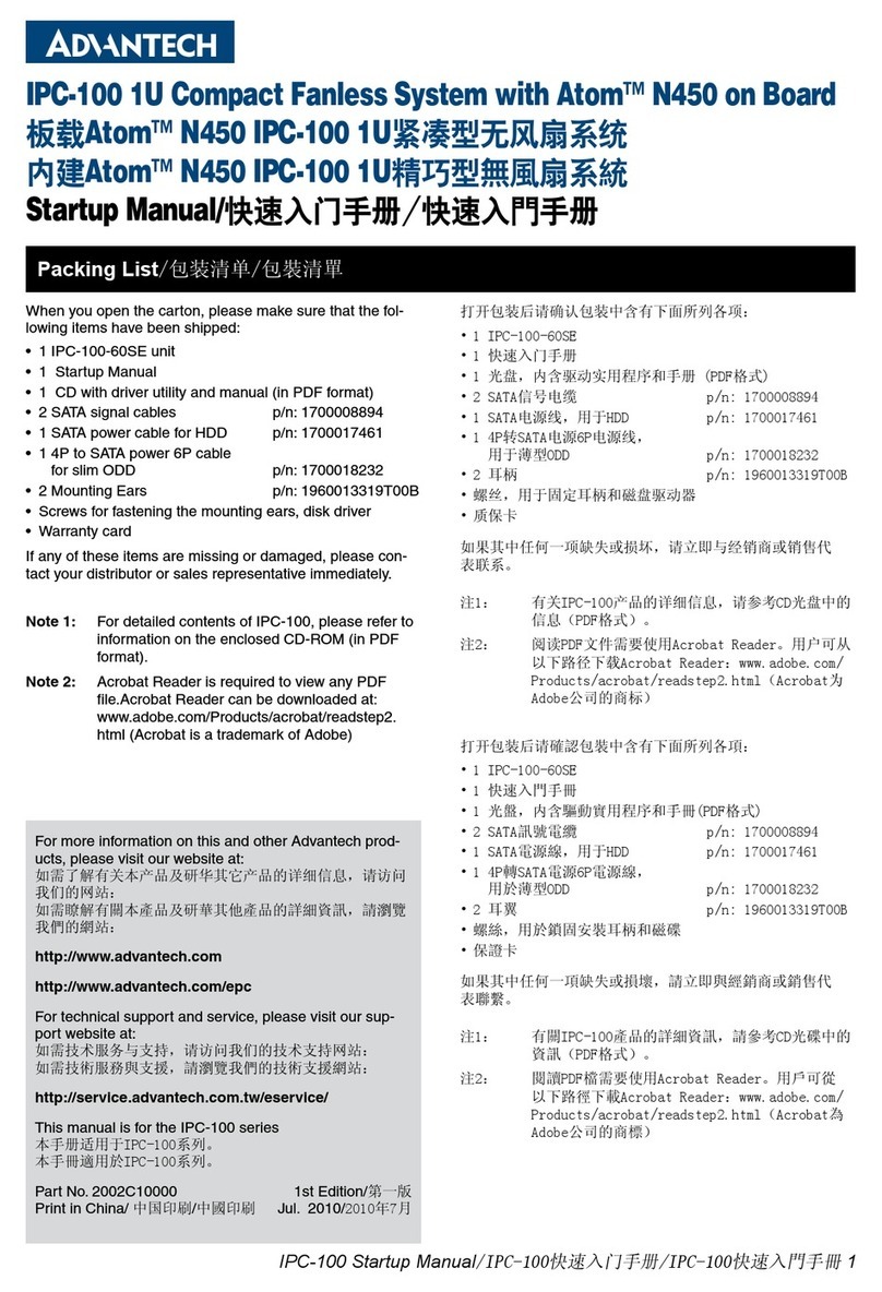 Advantech IPC-100 Installation and operation manual