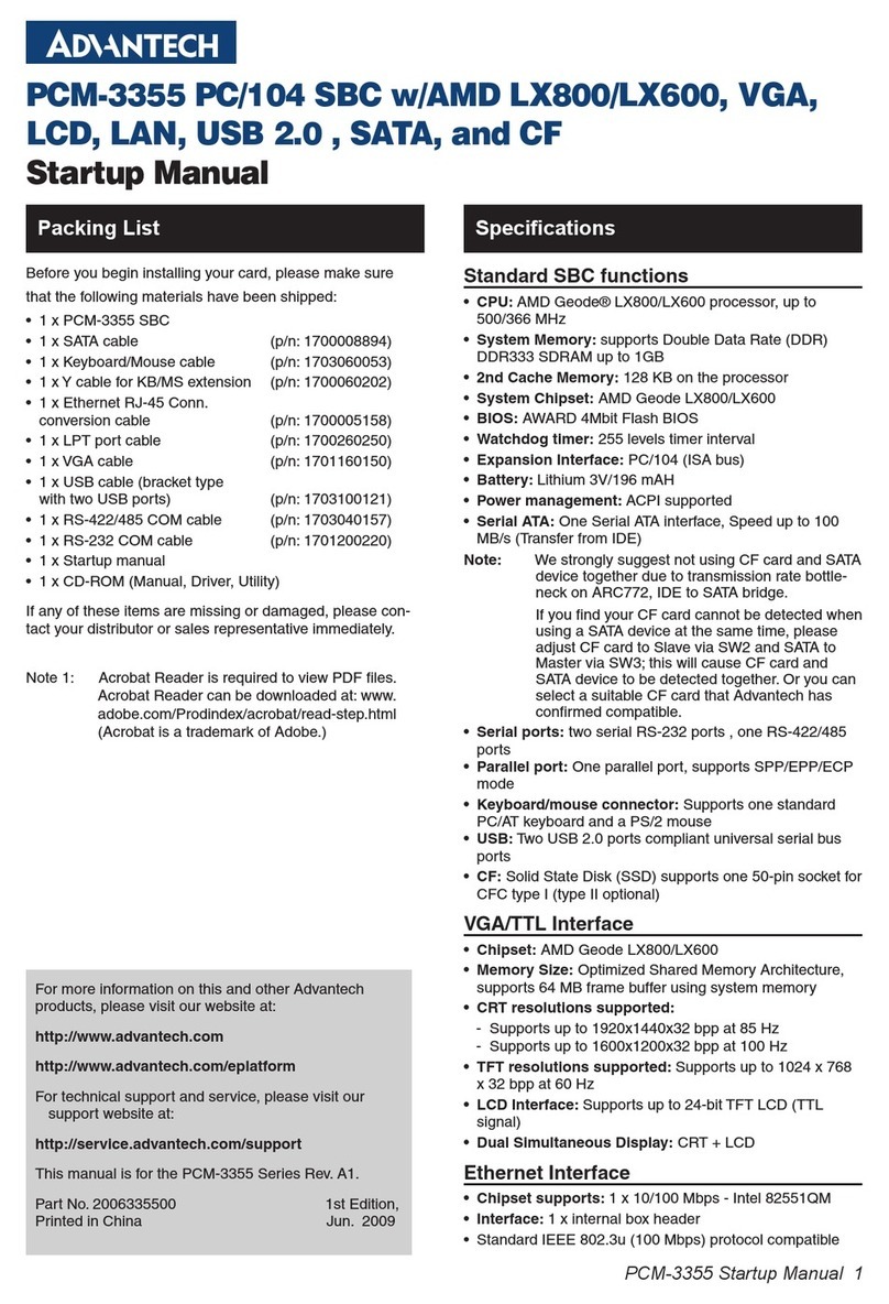 Advantech PCM-3355 Installation and operation manual
