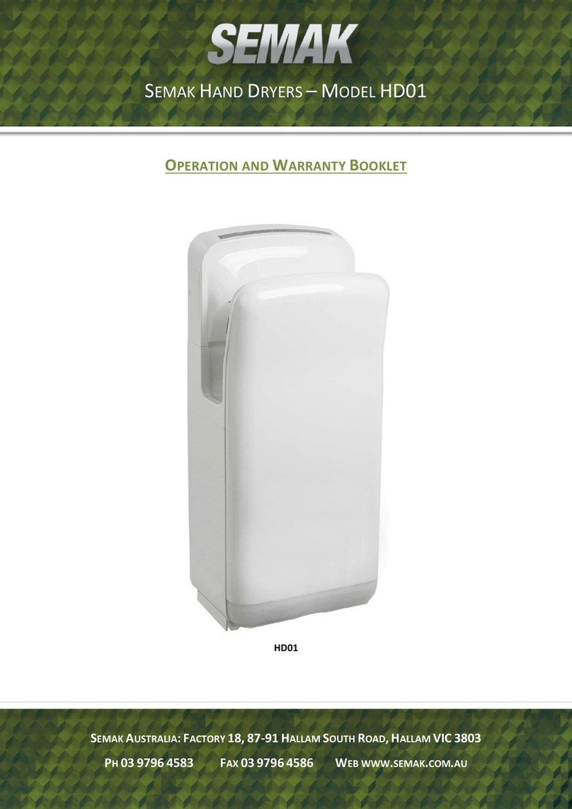 SEMAK HD01 Operation and warranty booklet