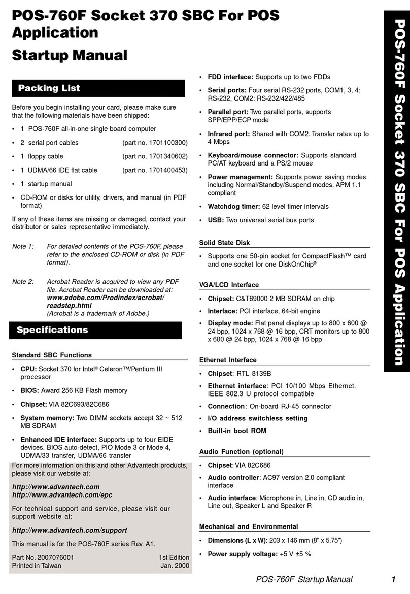 Advantech POS-760F Installation and operation manual Advantech POS-760F Installation and operation manual