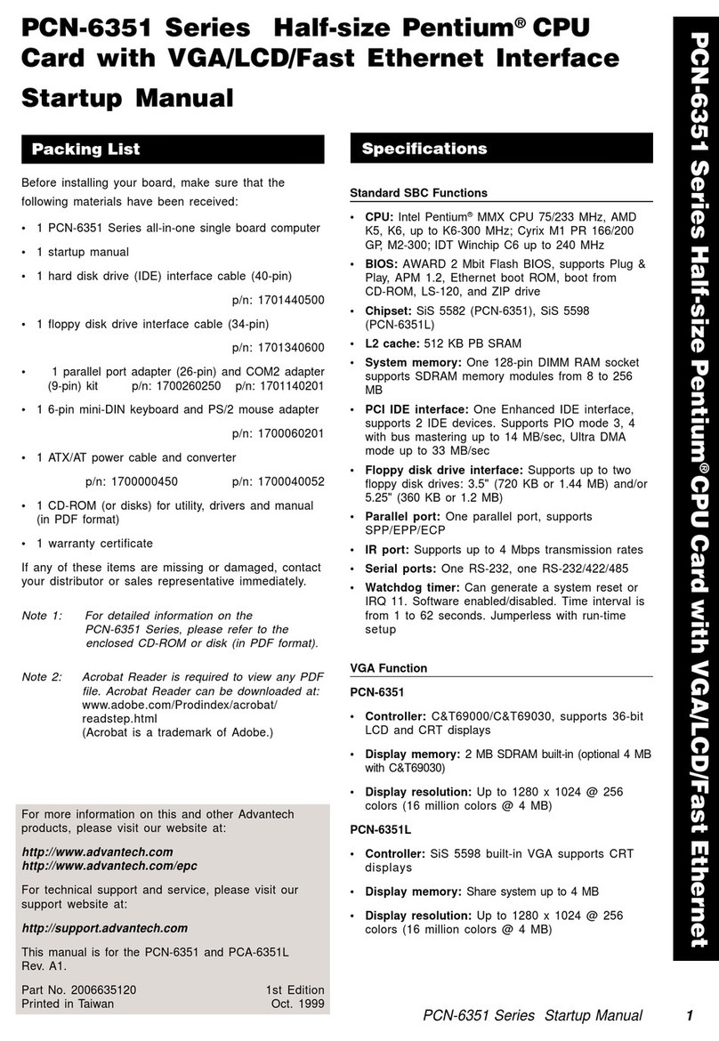 Advantech PCN-6351 Series Installation and operation manual