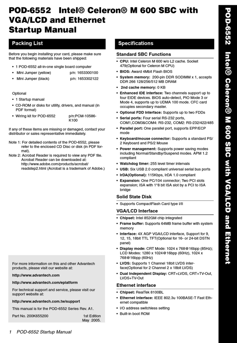 Advantech POD-6552 Installation and operation manual