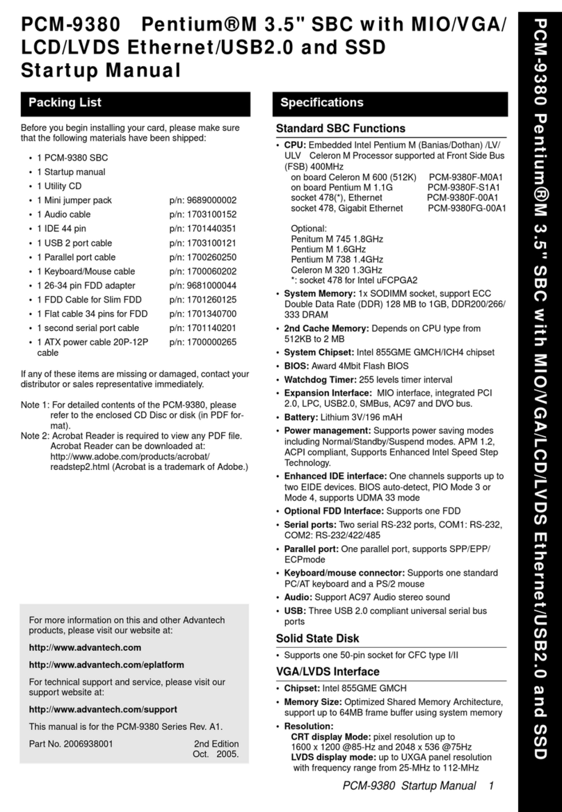 Advantech PCM-9380 Installation and operation manual