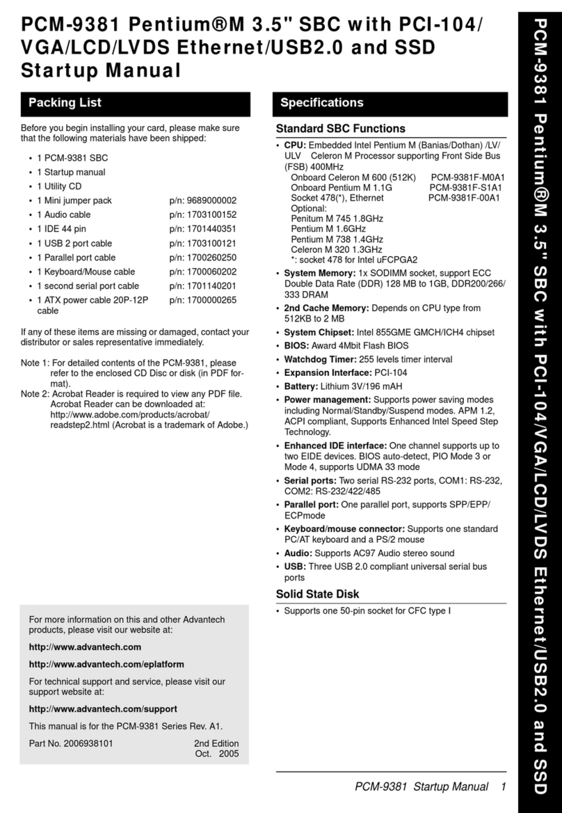 Advantech PCM-9381 Installation and operation manual