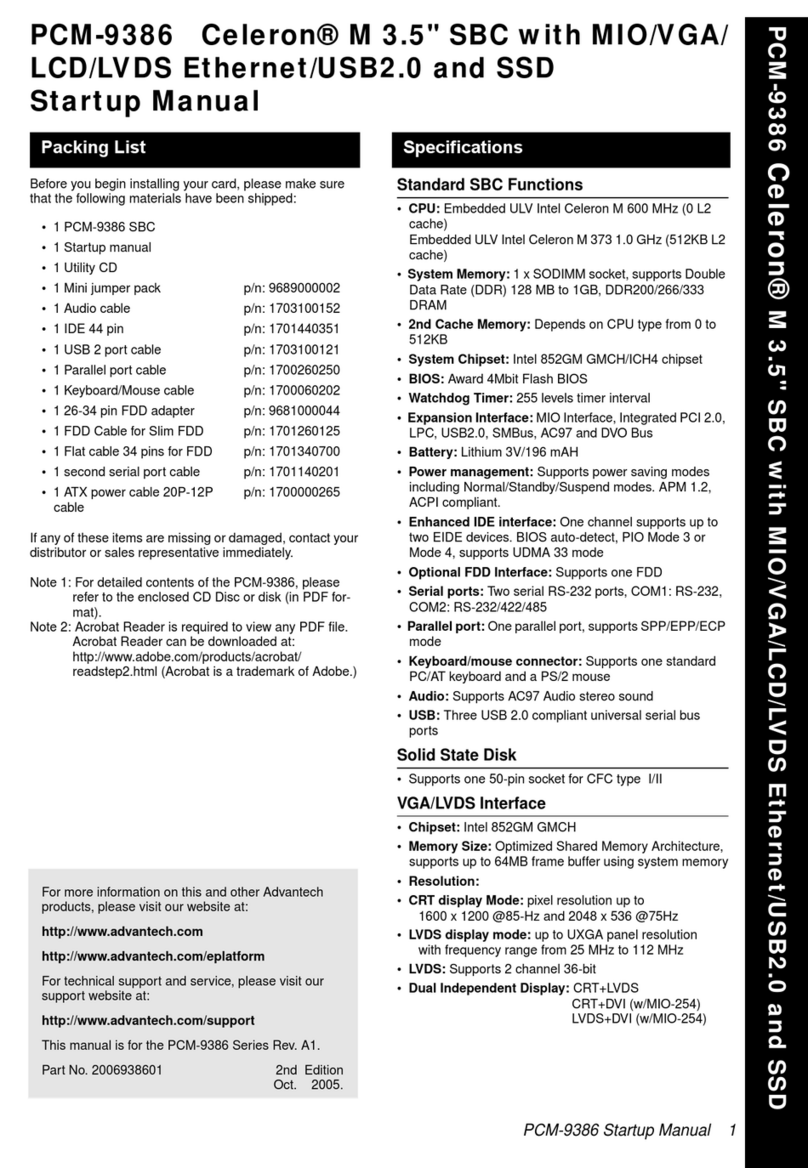 Advantech PCM-9386 Installation and operation manual Advantech PCM-9386 Installation and operation manual