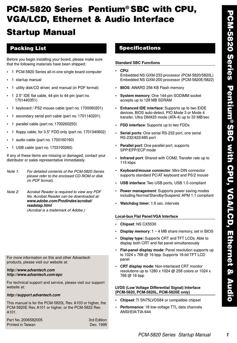 Advantech PCM-5820 Series Startup manual