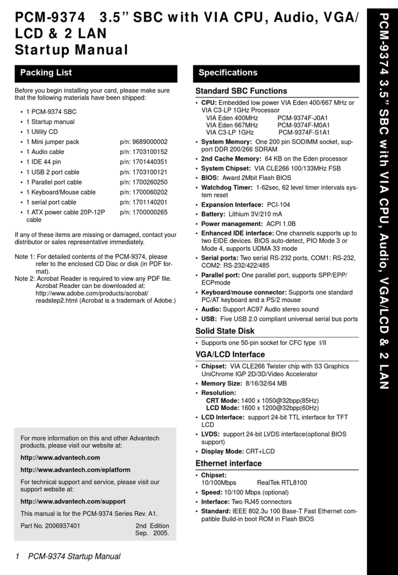 Advantech PCM-9374 Installation and operation manual