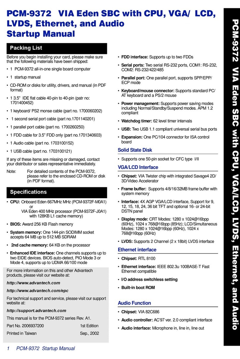 Advantech PCM-9370F Startup manual