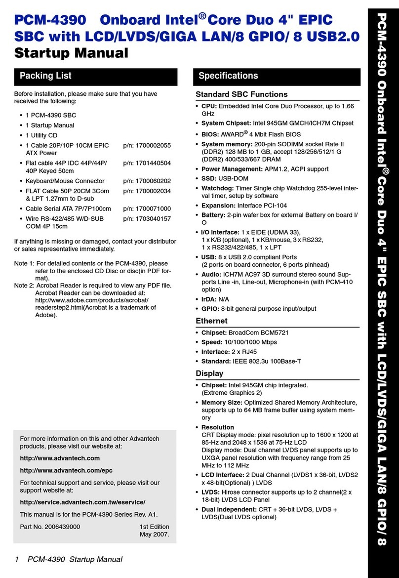 Advantech PCM-4390 Installation and operation manual