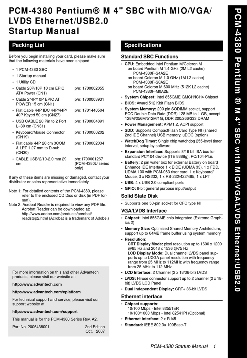 Advantech PCM-4386 Installation and operation manual