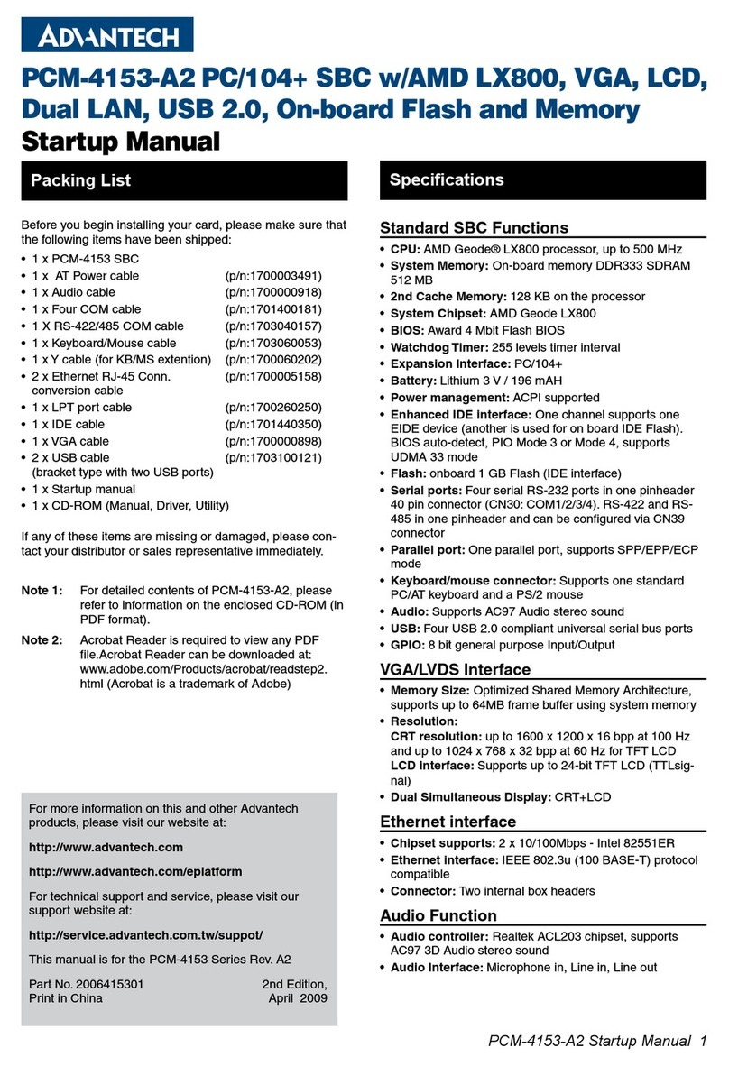 Advantech PCM-4153-A2 Installation and operation manual