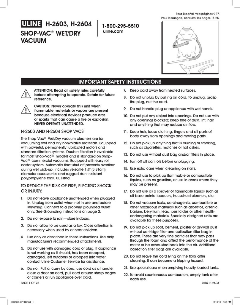U-Line SHOP-VAC H-2603 manual
