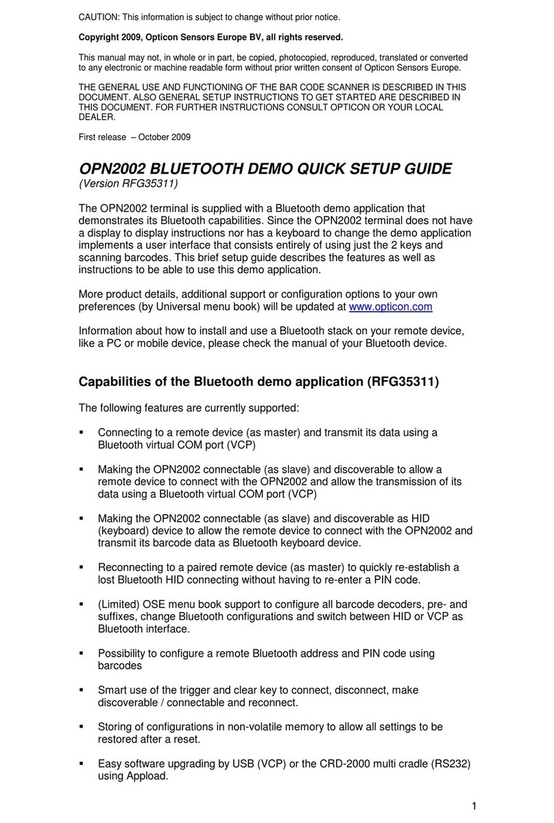 Opticon OPN2002 Quick setup guide