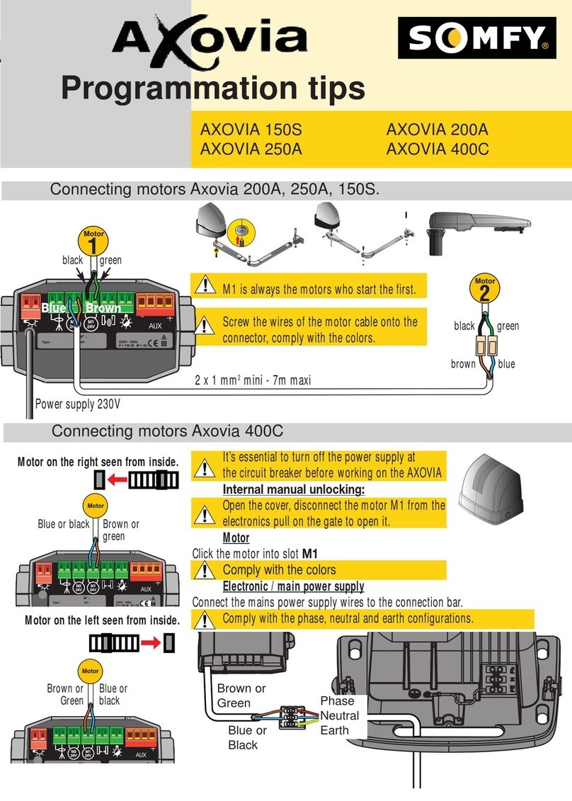 SOMFY AXOVIA 150S Programmation tips