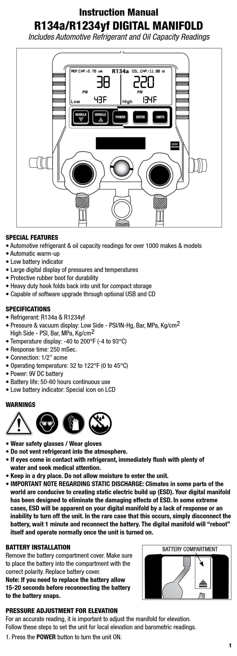 Master cool R134a User manual