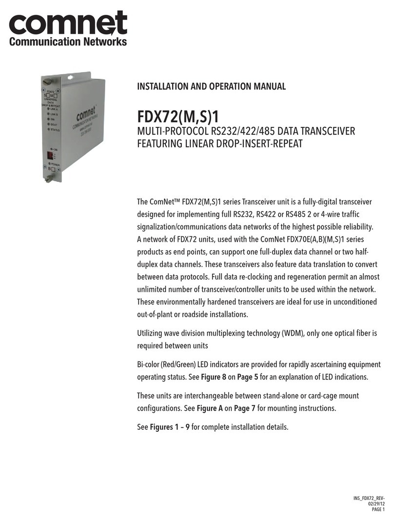 Comnet FDX72 1 Series Installation and operation manual