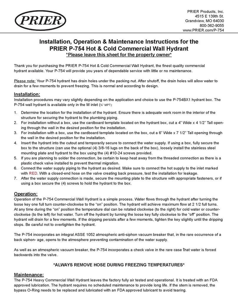Prier P-754 Installation, operation & maintenance instructions
