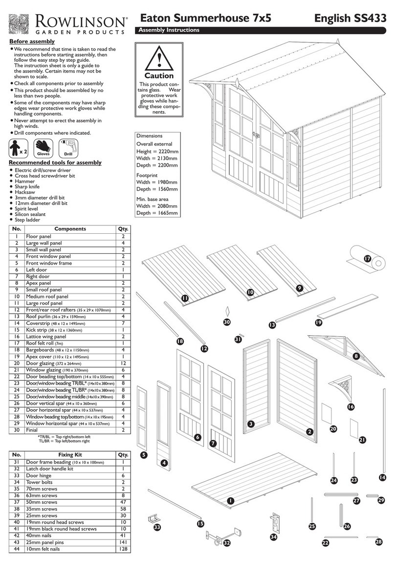 Rowlinson Garden Products Eaton Summerhouse 7x5 Assembly instructions