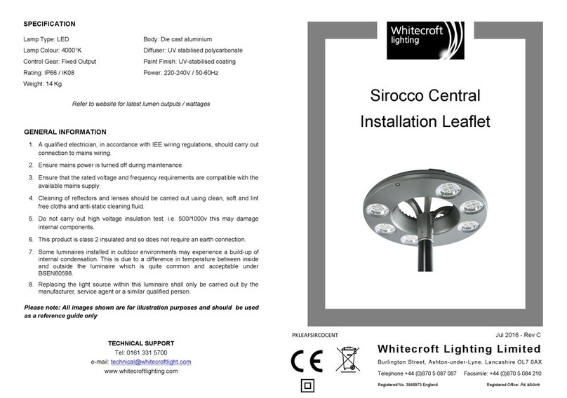 WHITECROFT LIGHTING Siriocci Central Installation leaflet