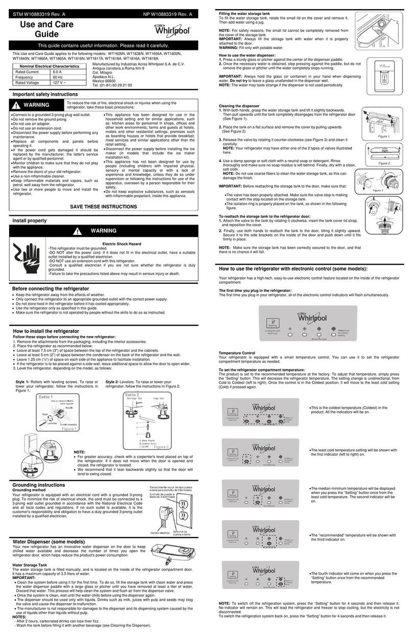 Whirlpool WT1626N Use and care guide