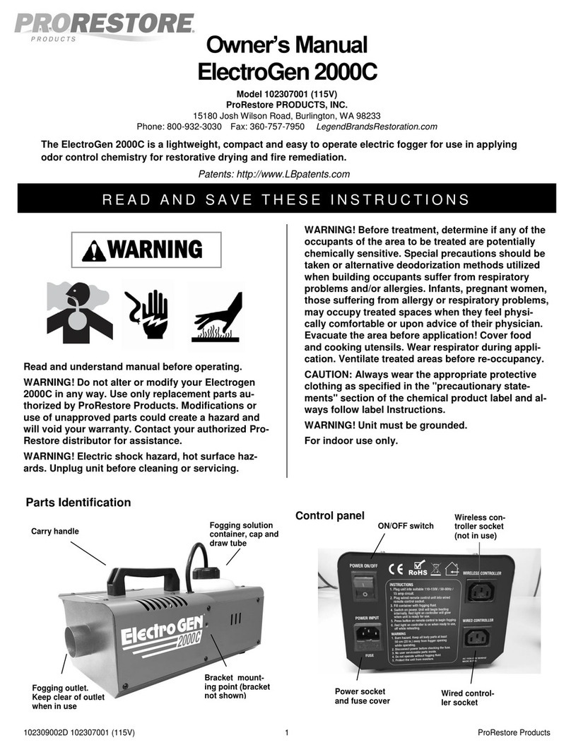 ProRestore ElectroGen 2000C 102307001 owner's manual