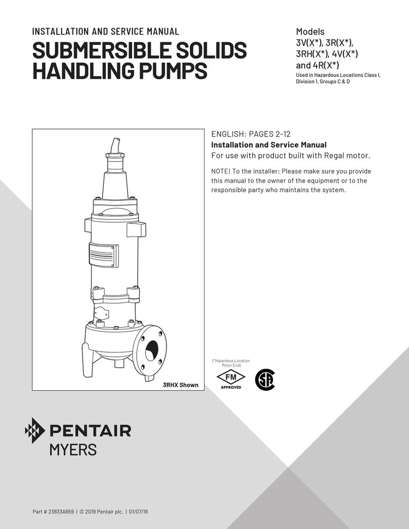 Pentair Myers 3VX Series Installation and service manual