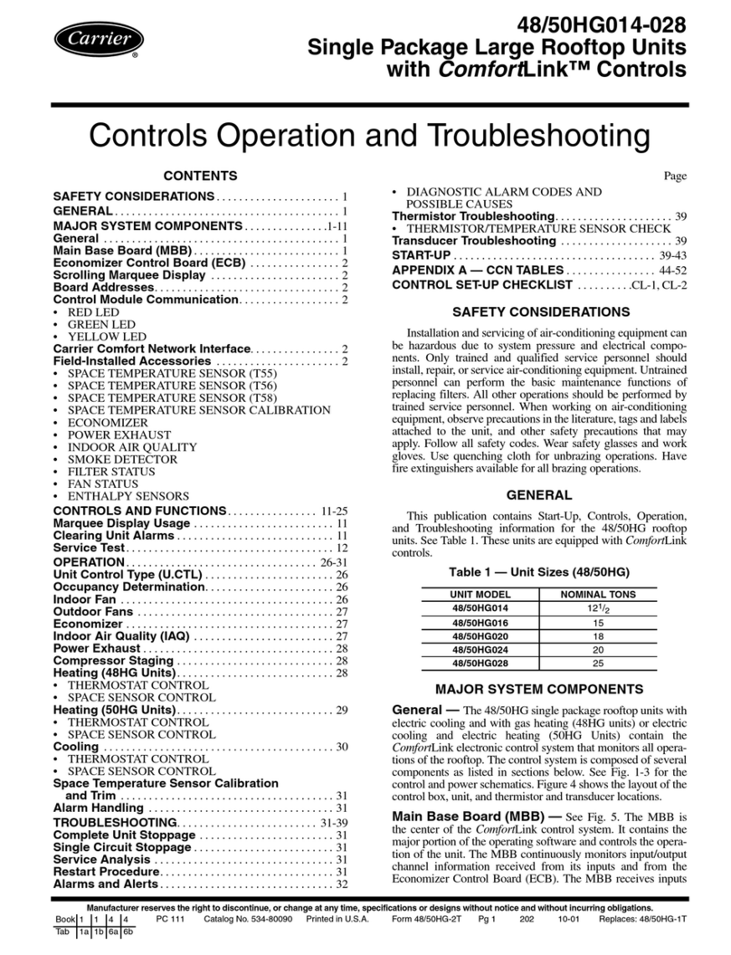 Carrier COMFORTLINK 48HG014 Operating instructions