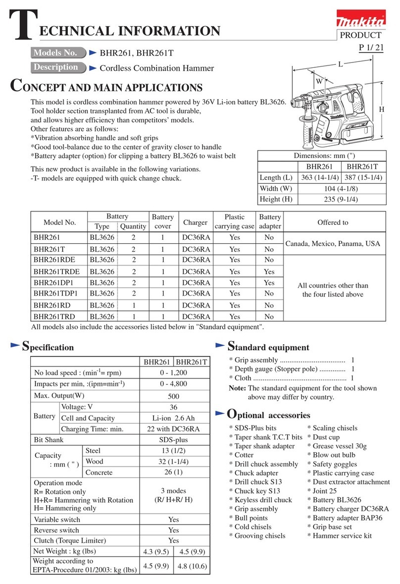 Makita BHR261 technical information