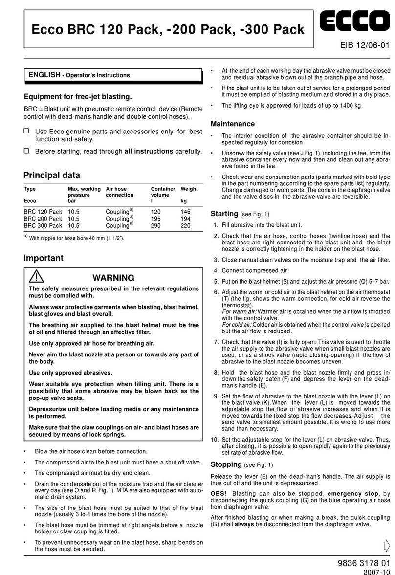 Ecco BRC 120 Pack Operator instructions