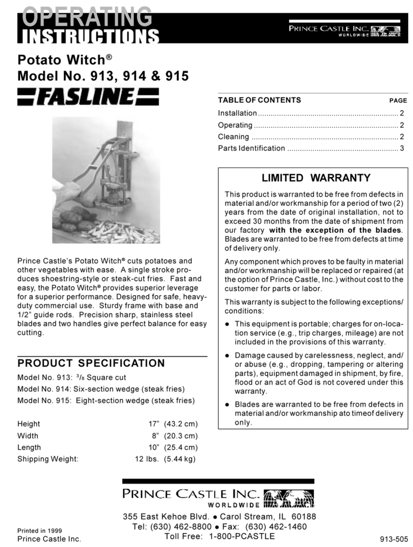 Prince Castle Potato Witch 913 User manual Prince Castle Potato Witch 913 User manual
