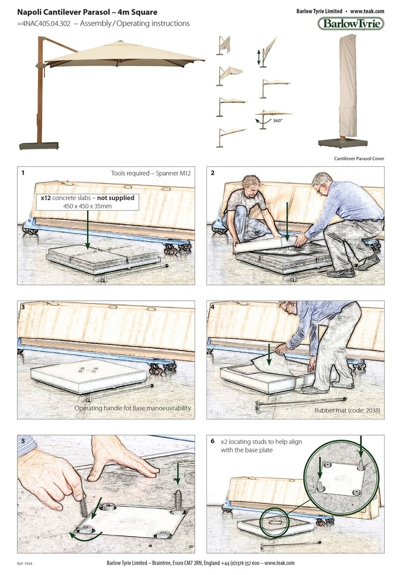 BarlowTyrie Napoli Cantilever Parasol Quick reference guide