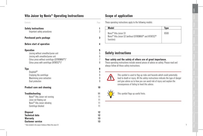 Novis Vita Juicer S1 operating instructions