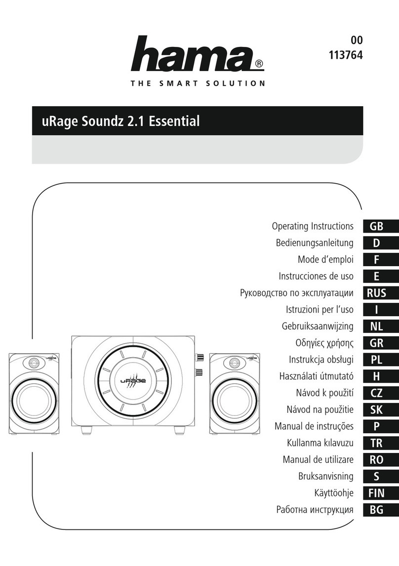Hama uRage Soundz 2.1 Essential User manual Hama uRage Soundz 2.1 Essential User manual