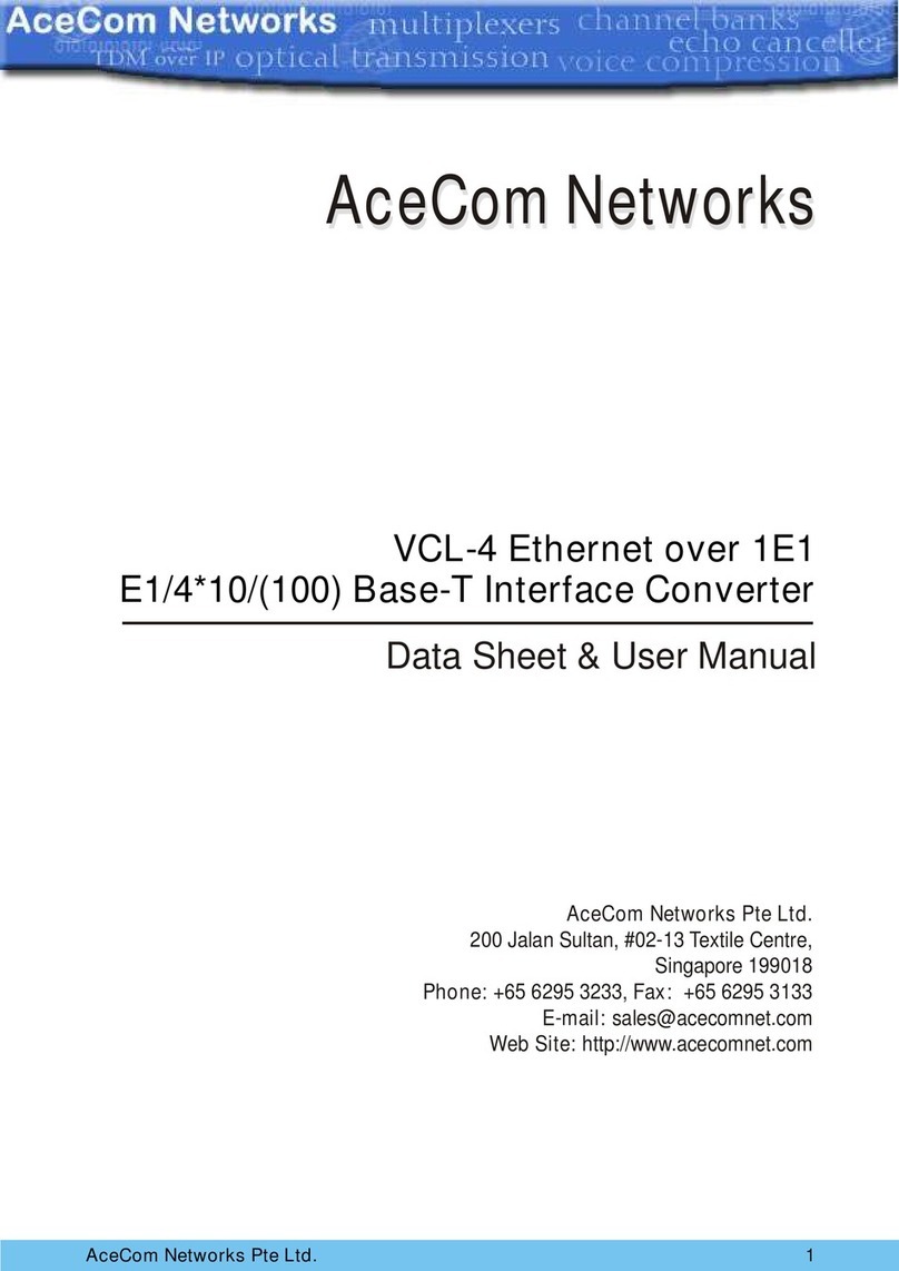 AceCom Networks VCL-4 Ethernet over 1E1 Data sheet & user manual