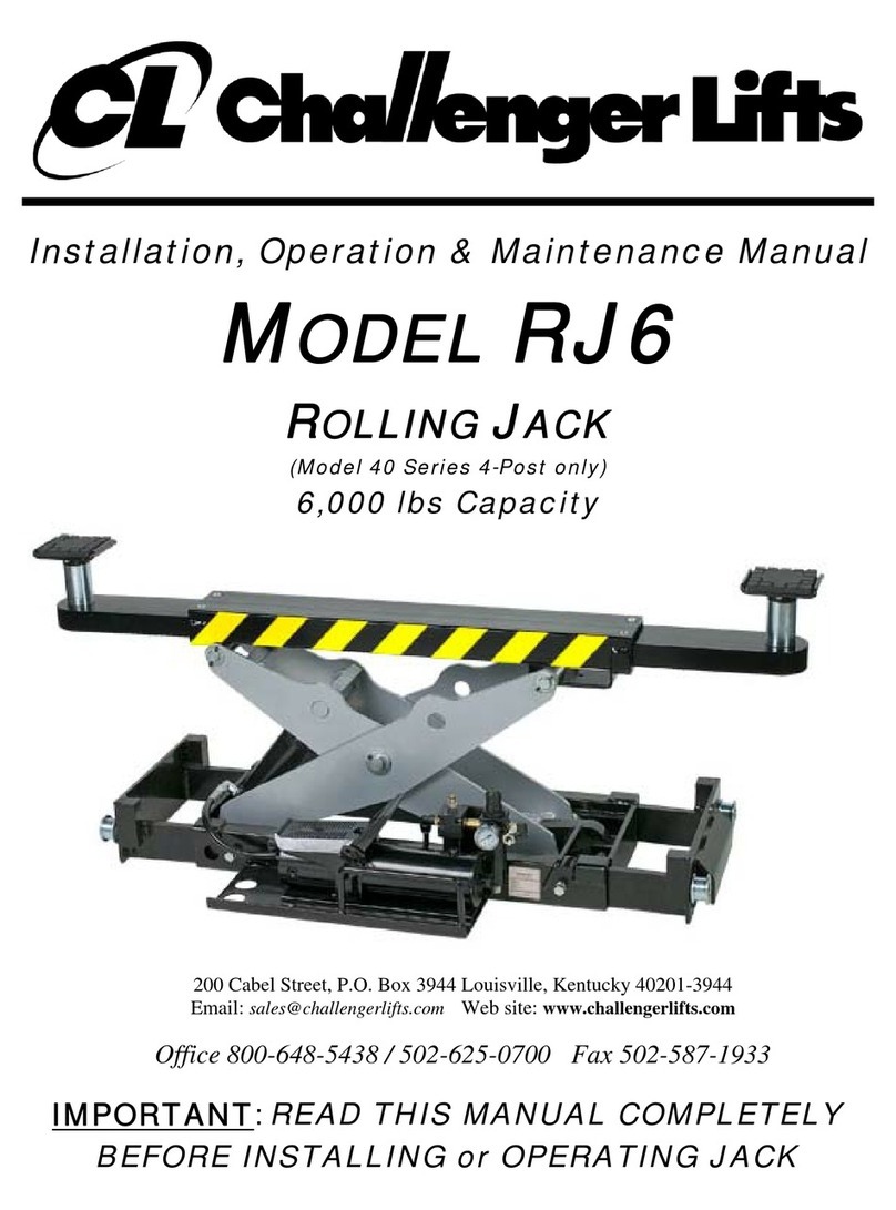 Challenger Lifts RJ6 Installation, operation & maintenance manual