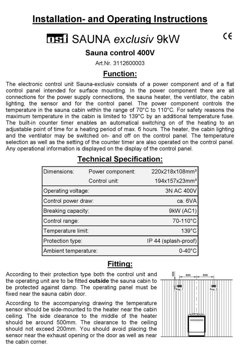 OSF SAUNA exclusiv 9kW Installation and operating instructions