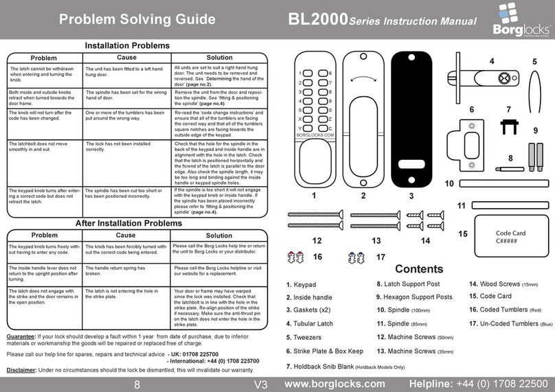Borglocks BL2000 Series User manual