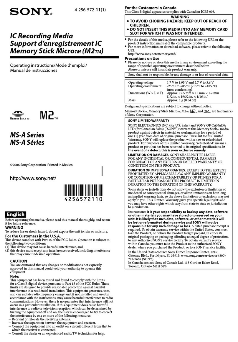 Sony M2 MS-A Series User manual