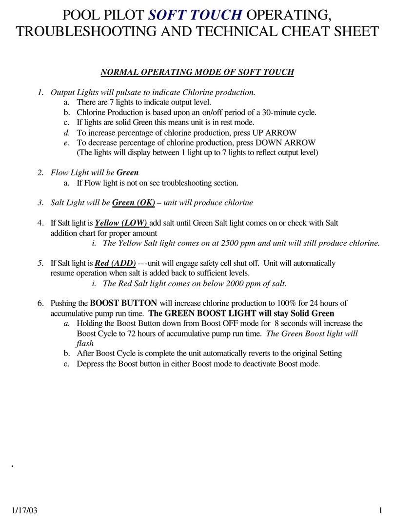 Autopilot POOL PILOT SOFT TOUCH OPERATING, TROUBLESHOOTING AND TECHNICAL CHEAT SHEET