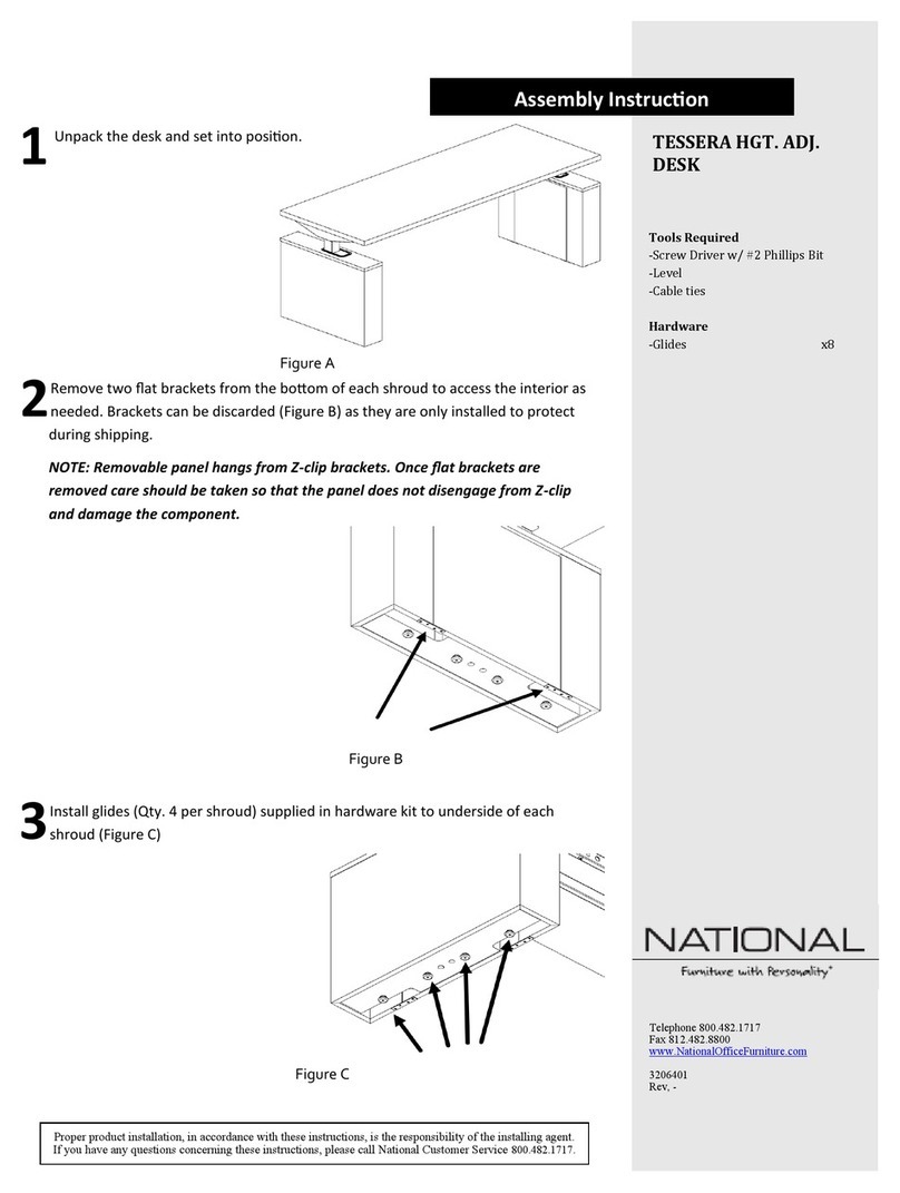 National TESSERA HGT. ADJ. DESK Assembly instruction