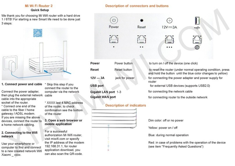 Xiaomi Mi Wi Fi Router 2 Specification sheet